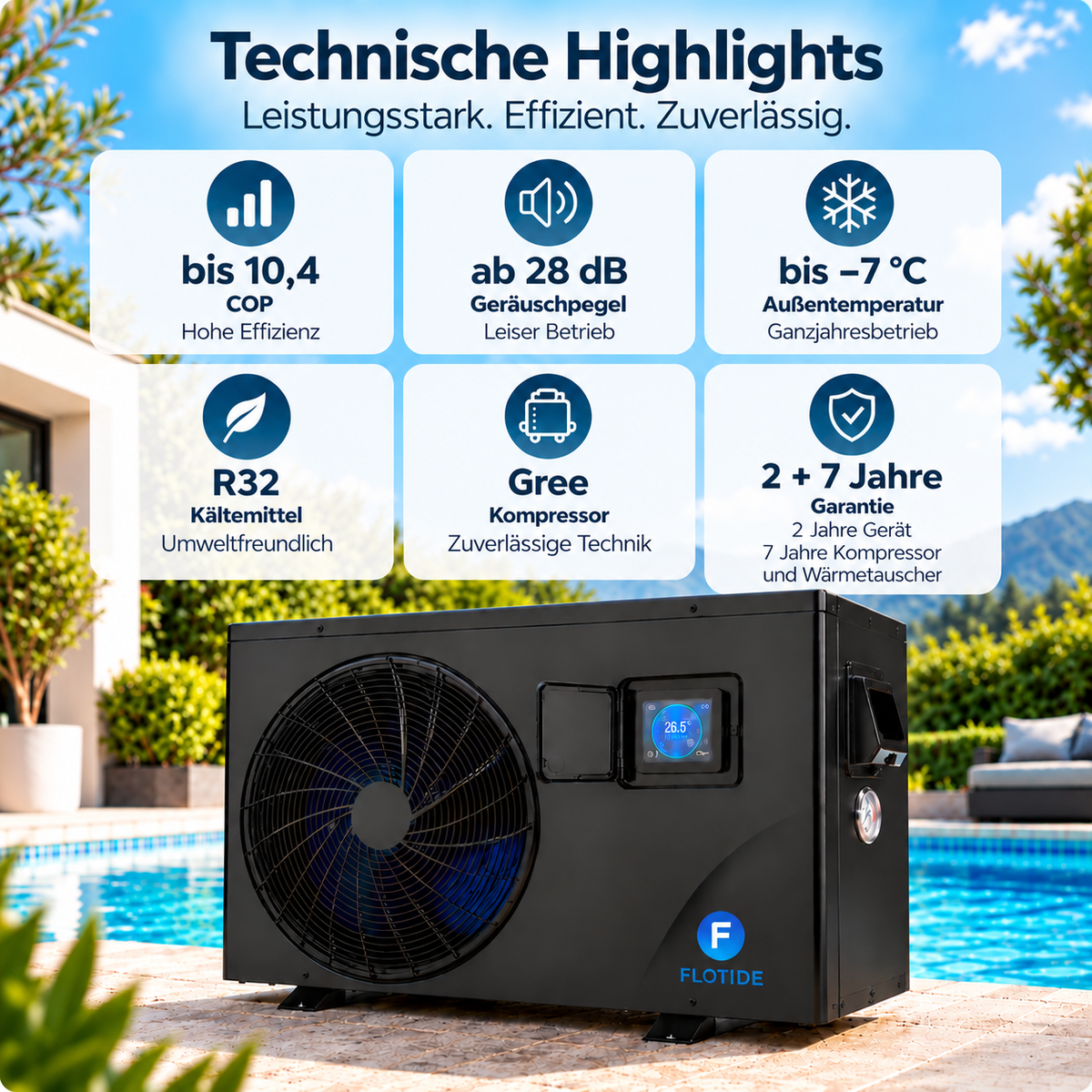 Inverter Pool Wärmepumpe 11,5 kW – WiFi | bis 50 m³