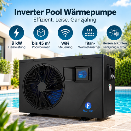 Inverter Pool Wärmepumpe 9 kW – WiFi | bis 45 m³