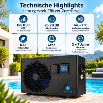 Inverter Pool Wärmepumpe 9 kW – WiFi | bis 45 m³