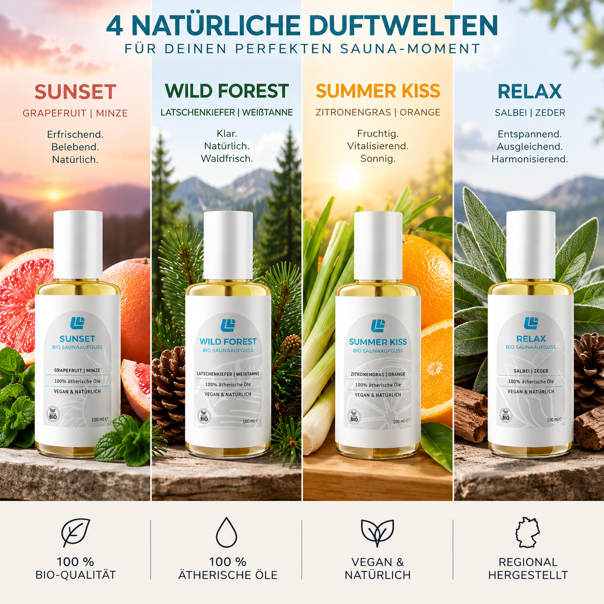 Bio Saunaaufguss 4er Set